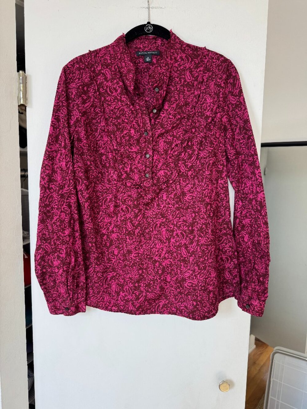 Banana Republic Pink Burgundy Floral Cotton Button Blouse Medium